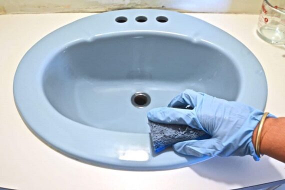 cleaning stained porcelain kitchen sink