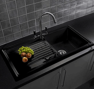 Black ceramic kitchen sink