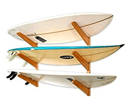 Horizontal surfboard wall rack